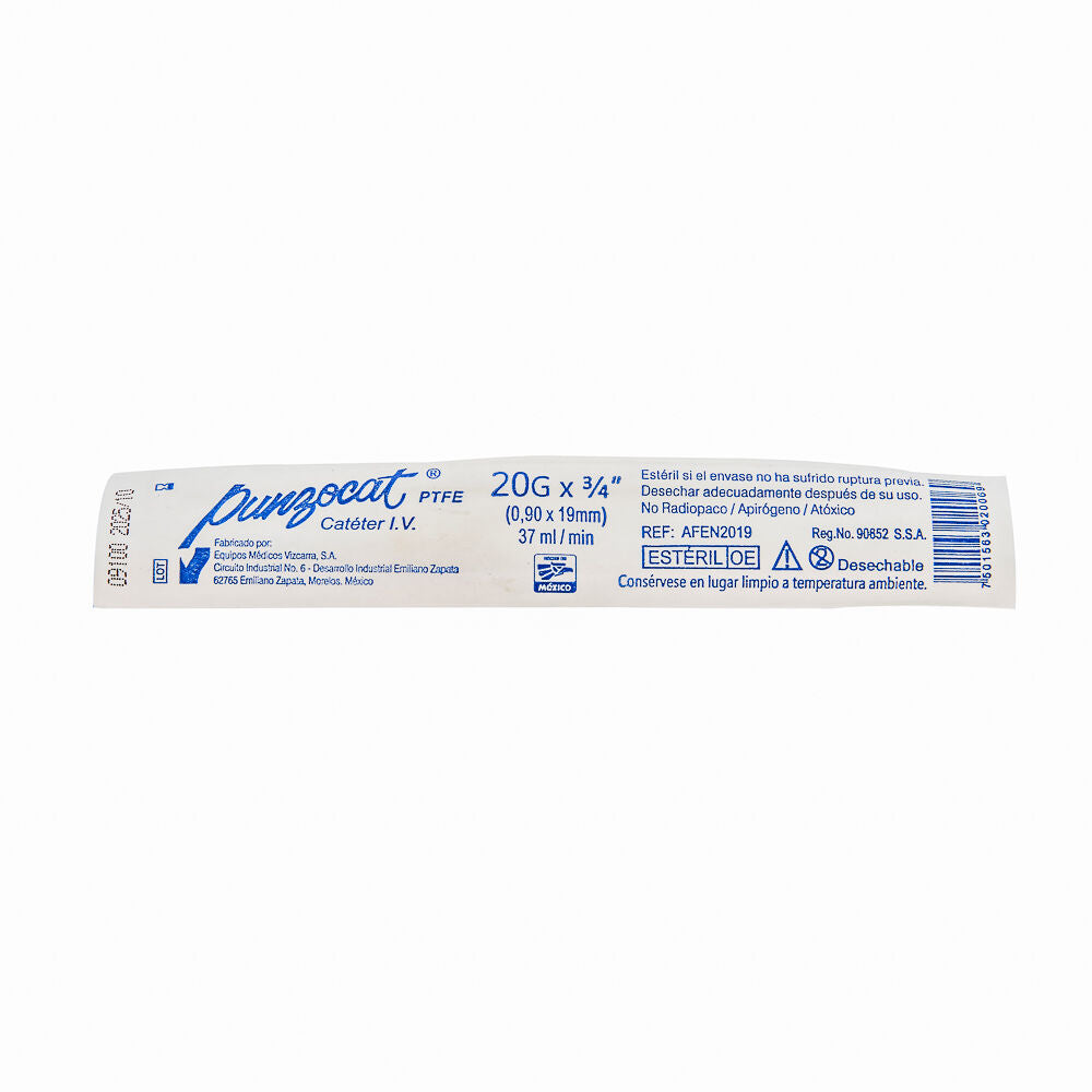 CATETER PUNZOCAT 20G | Código de barras 7501563020069