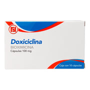 DOXICICLINA 100 MG CON 10 CAPSULAS    (* | Código de barras 7501563380026