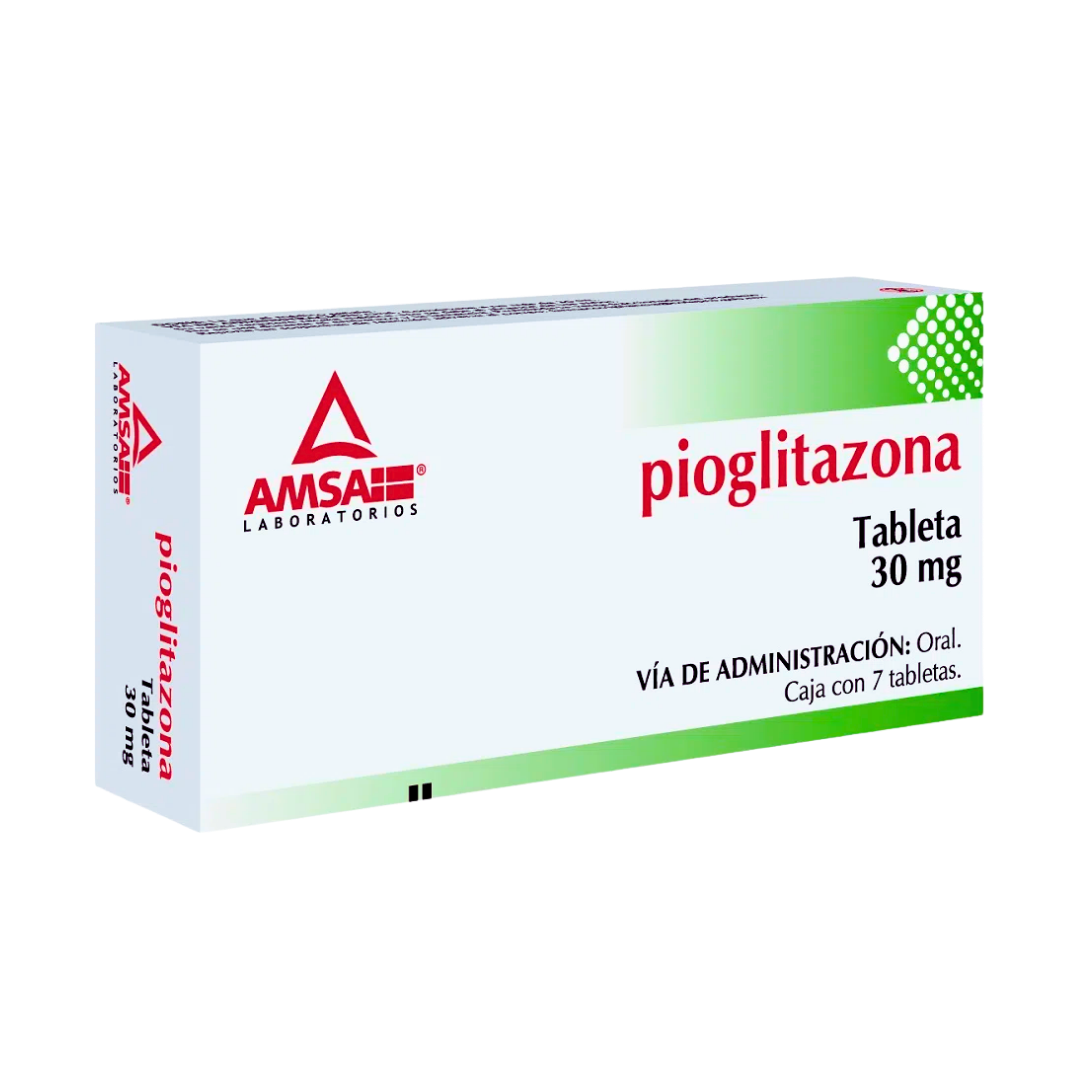 PIOGLITAZONA 30 MG CON 7 TABLETAS    (** | Código de barras 7501349024175