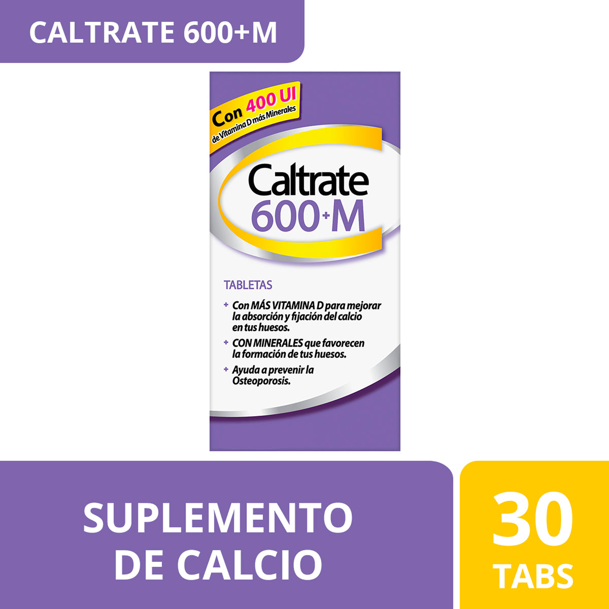 CALTRATE 600 + M CON 30 TABLETAS (***