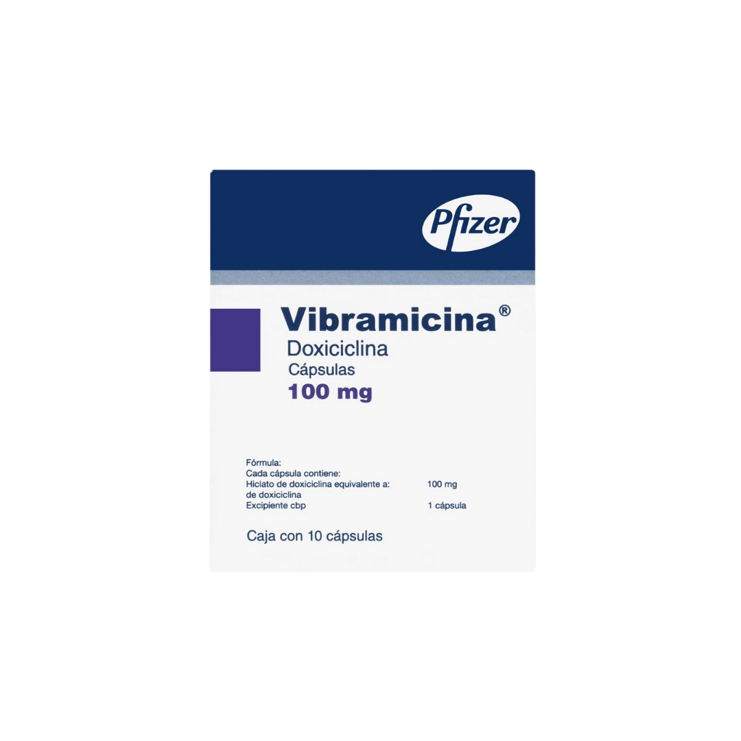 VIBRAMICINA 100 MG CON 10 CAPSULAS (*