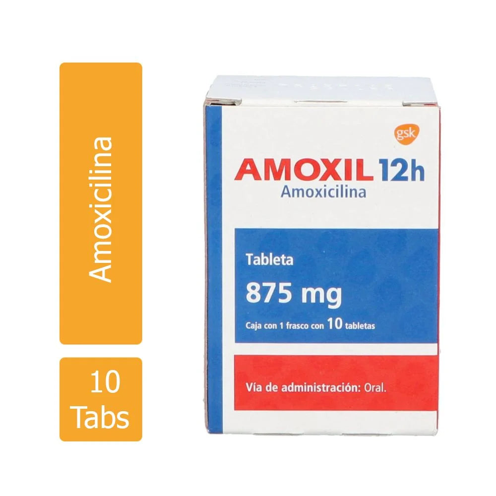 AMOXIL 12H 875 MG CON 10 TABLETAS (**