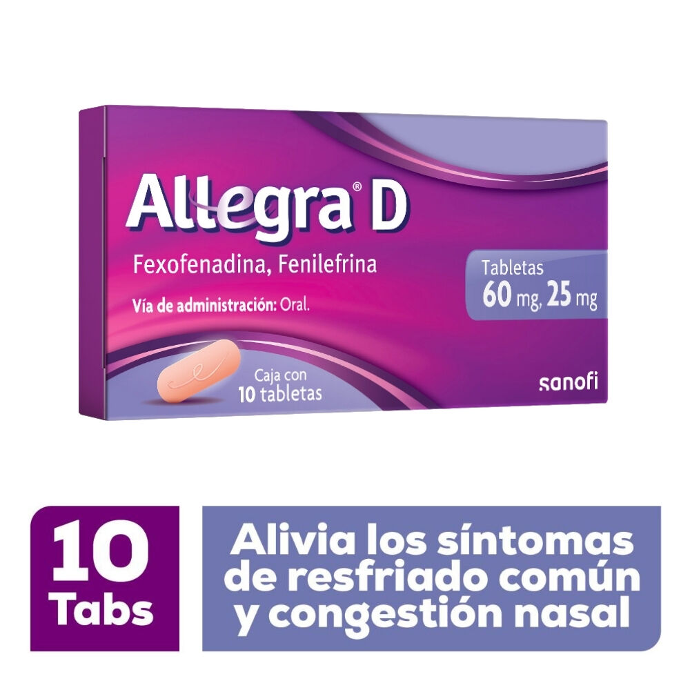 ALLEGRA D 60 MG /25 MG CON 10 TABLETAS