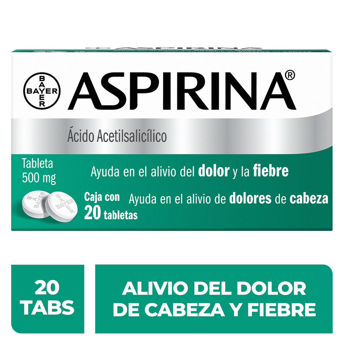 ASPIRINA 500MG CON 20 TABLETAS