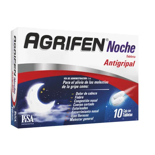 AGRIFEN NOCHE 500/5/4 MG CON 10 TABLETAS