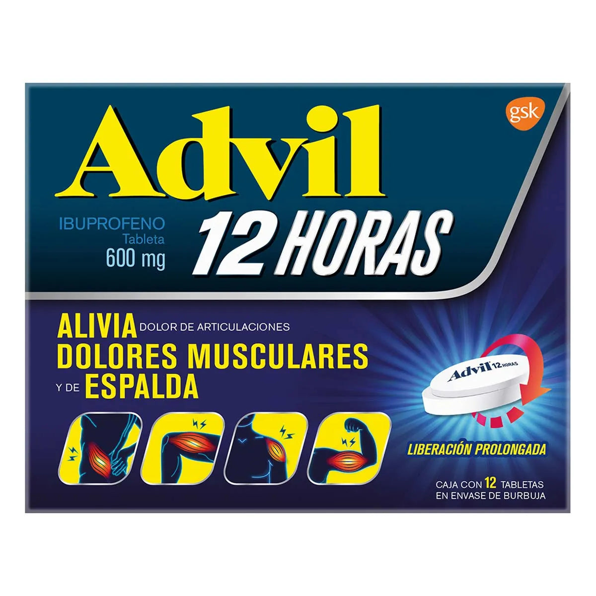 ADVIL 12 HORAS 600 MG CON 12 TABLETAS